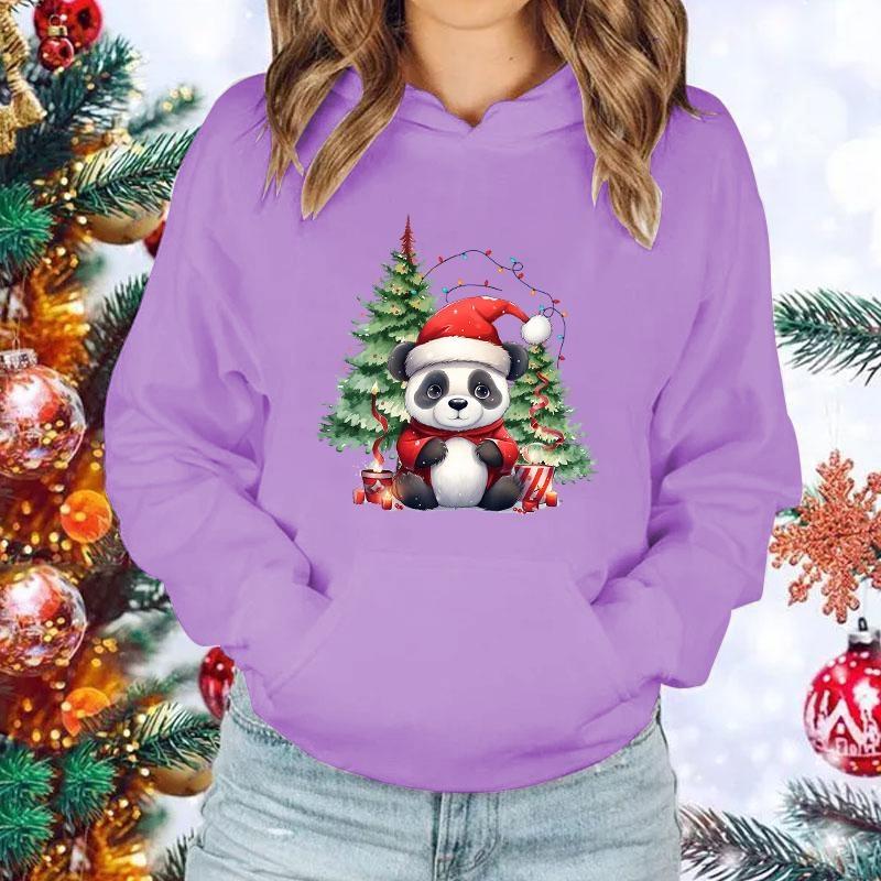 New Women Men Hoodies Christmas Panda Printed Tops Casual Harajuku Sweatshirts Loose Pullover