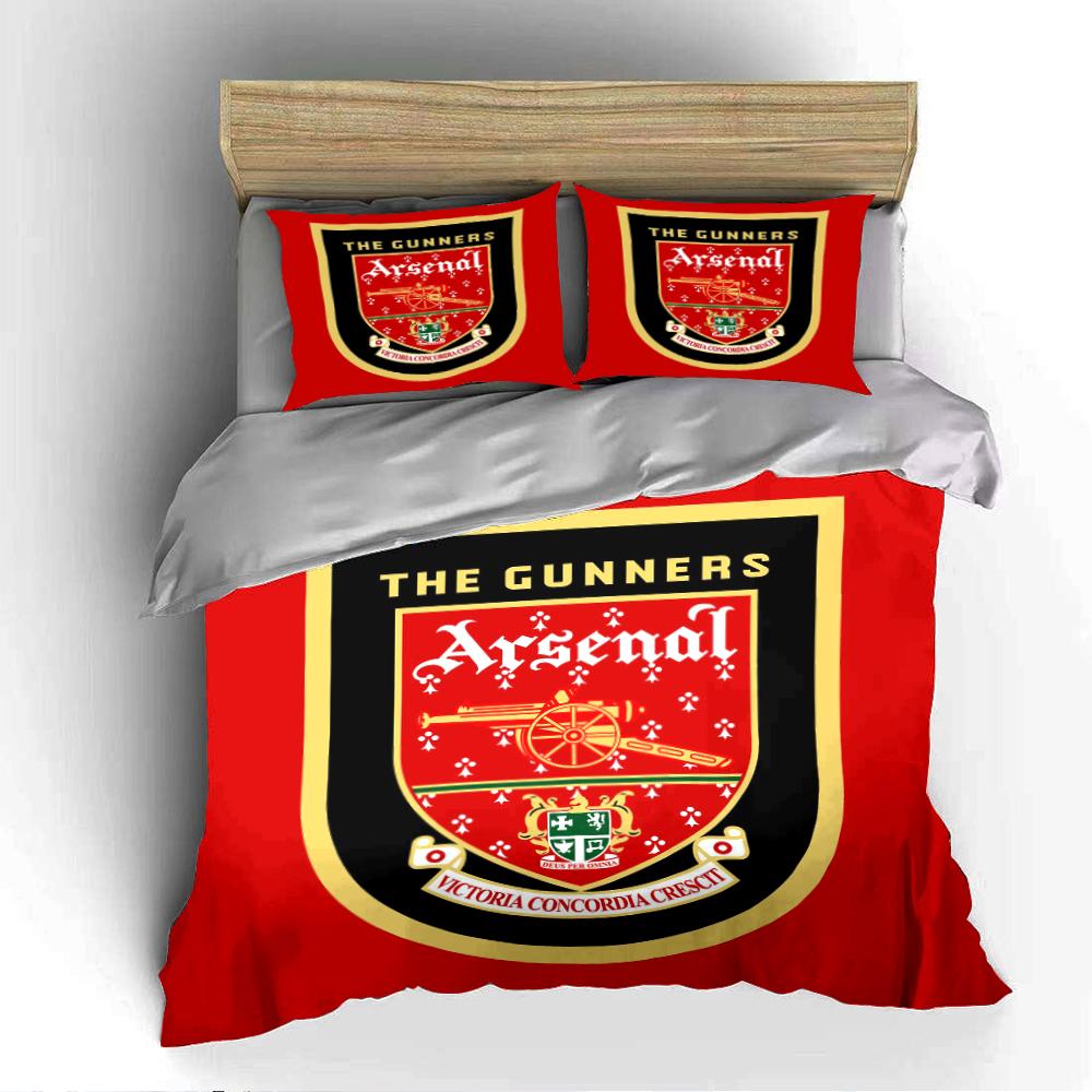 Arsenal The Gunners Bedding Set Decor Bedding Set (1 Duvet Cover, 2 Pillowcases, Duvet Not Included)