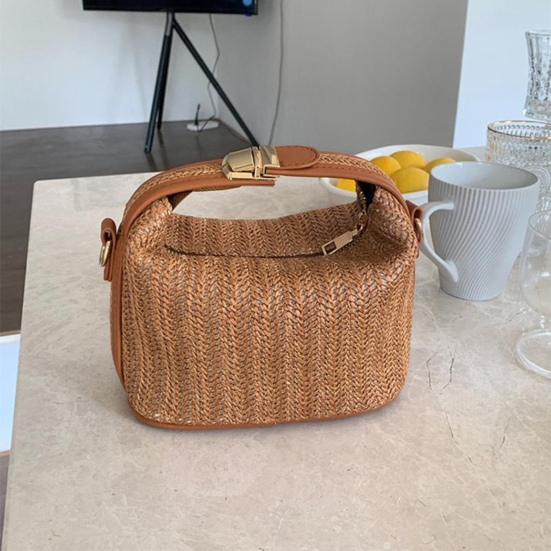 Summer Straw Handbag Women Handmade Woven Crossbody Bag Seaside Beach Shoulder Bag