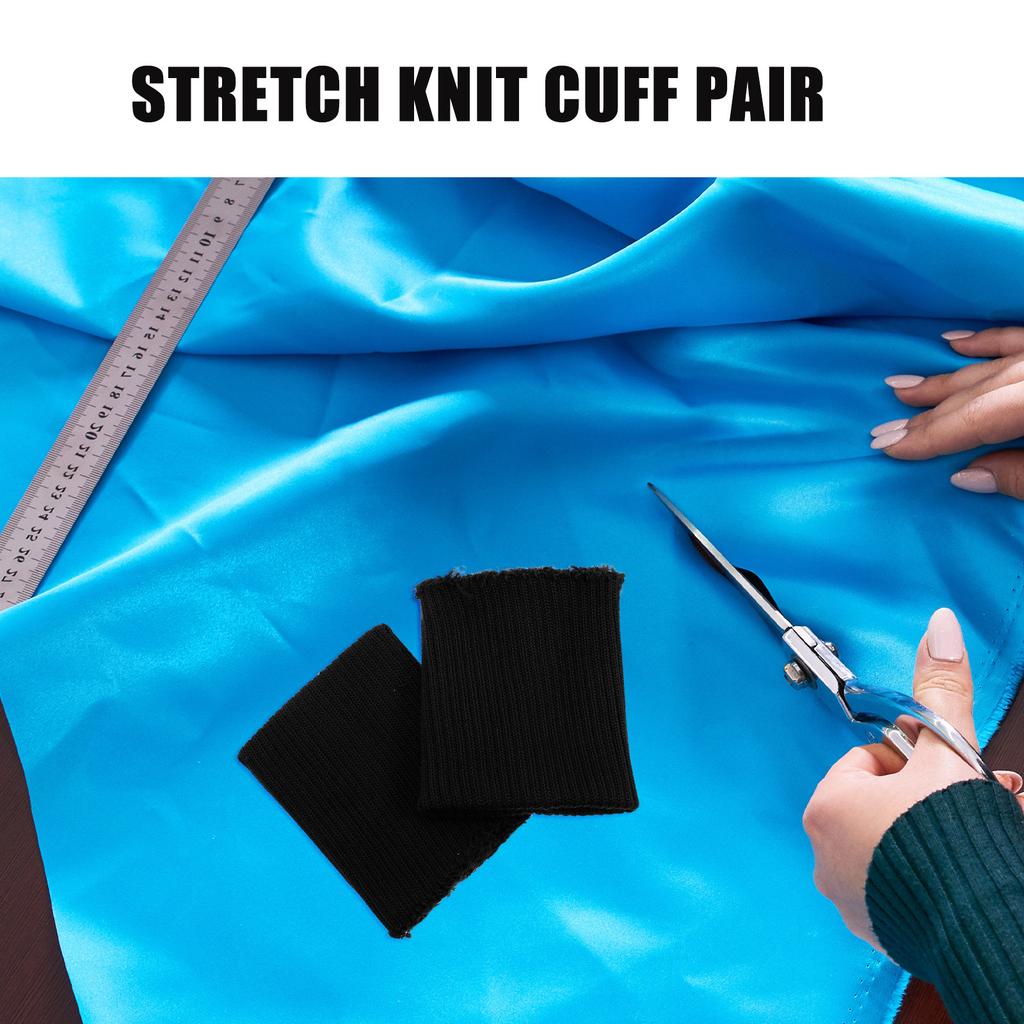 1Pair Knit Cuff Sleeve Jacket Stretch Rib Tubular Knit Rib Cuff Replacement Padded Jacket Sportswear Sewing DIY Black