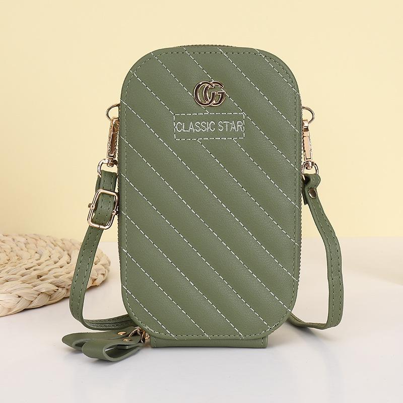New solid color mobile phone bag women's simple, small, fresh and large capacity shoulder crossbody small bag multi-card women's bag