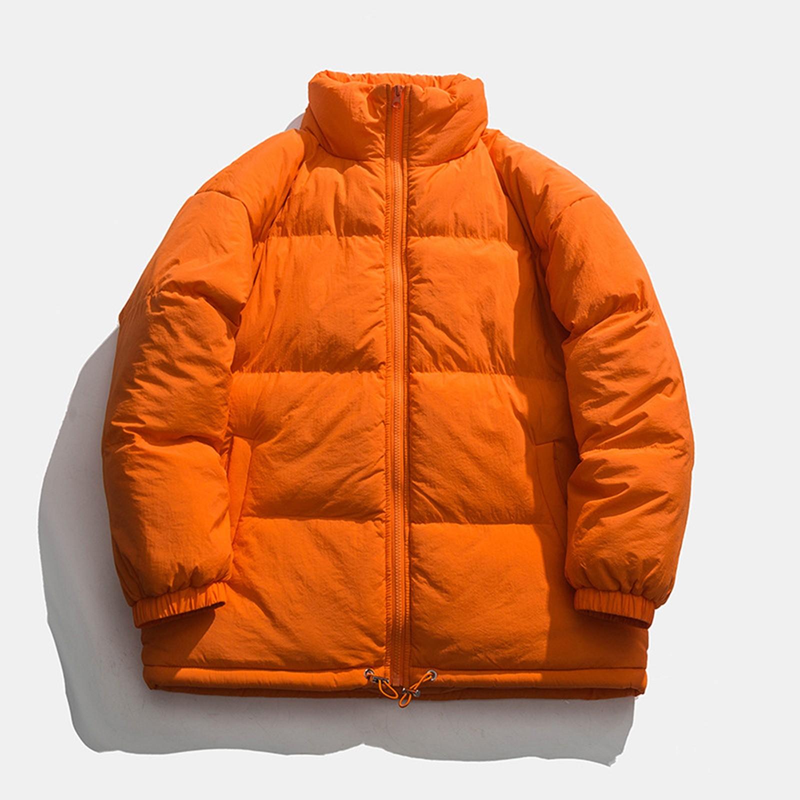 

Зимний мужской однотонный свободный воротник-стойка, утепленный хлопковый костюм, повседневное хлопковое пальто XL оранжевый