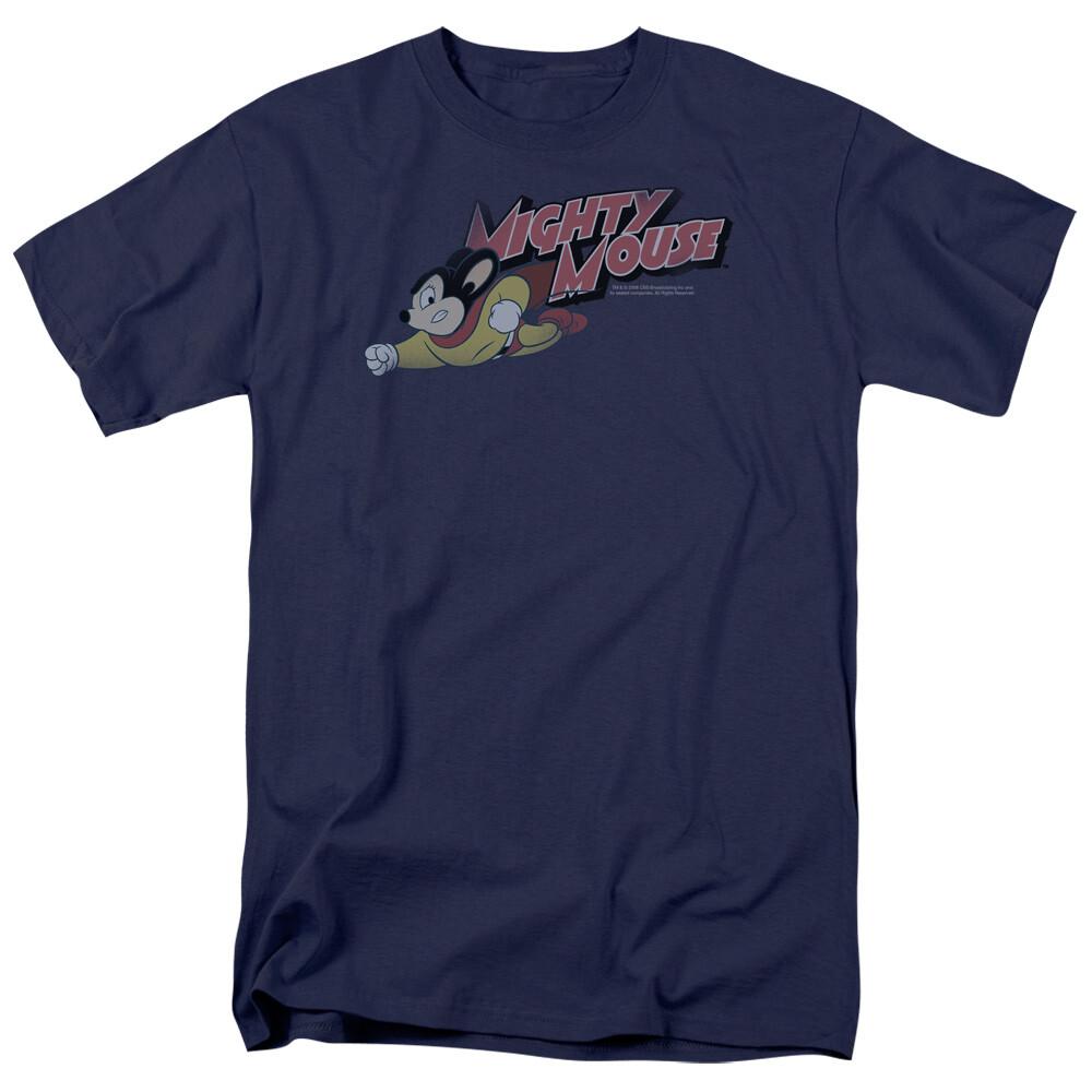 Mighty Mouse Mighty Retro T Shirt Mens Licensed Cartoon Merchandise Navy S