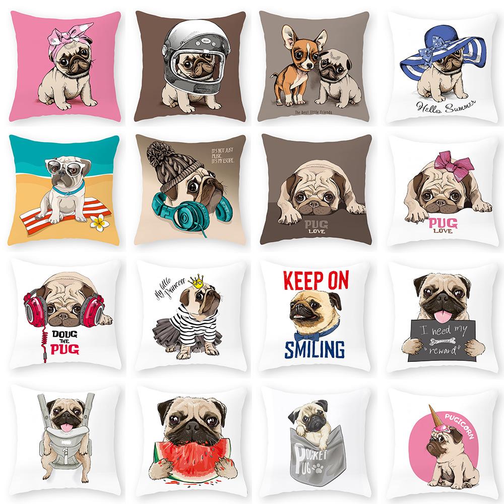 European and American Cartoon Dog Pillow Cover Peach Leather Velvet Print Pillow Cover Cushion Pillow Cover Car Sofa Waist