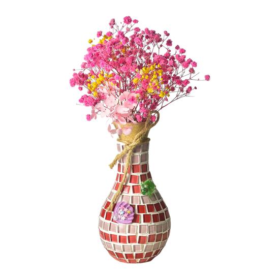 1 Set Handmade Mosaic Vase Kit with Wooden Vase Mosaic Tiles Tools Kids Adults Beginner Handcrafted