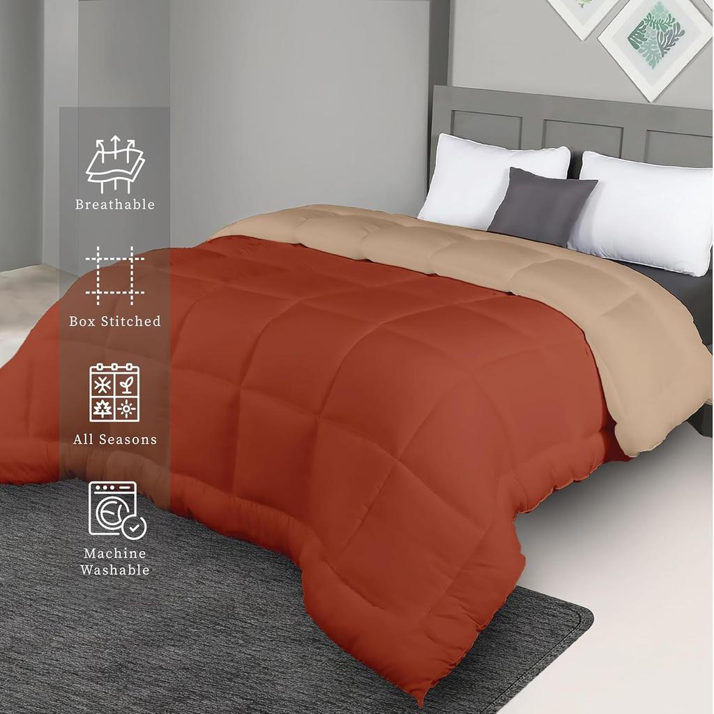 Plush Reversible Microfiber Comforter Single Bed | 220 GSM Wadding |110 GSM Peached Extra Soft Microfiber Fabric,