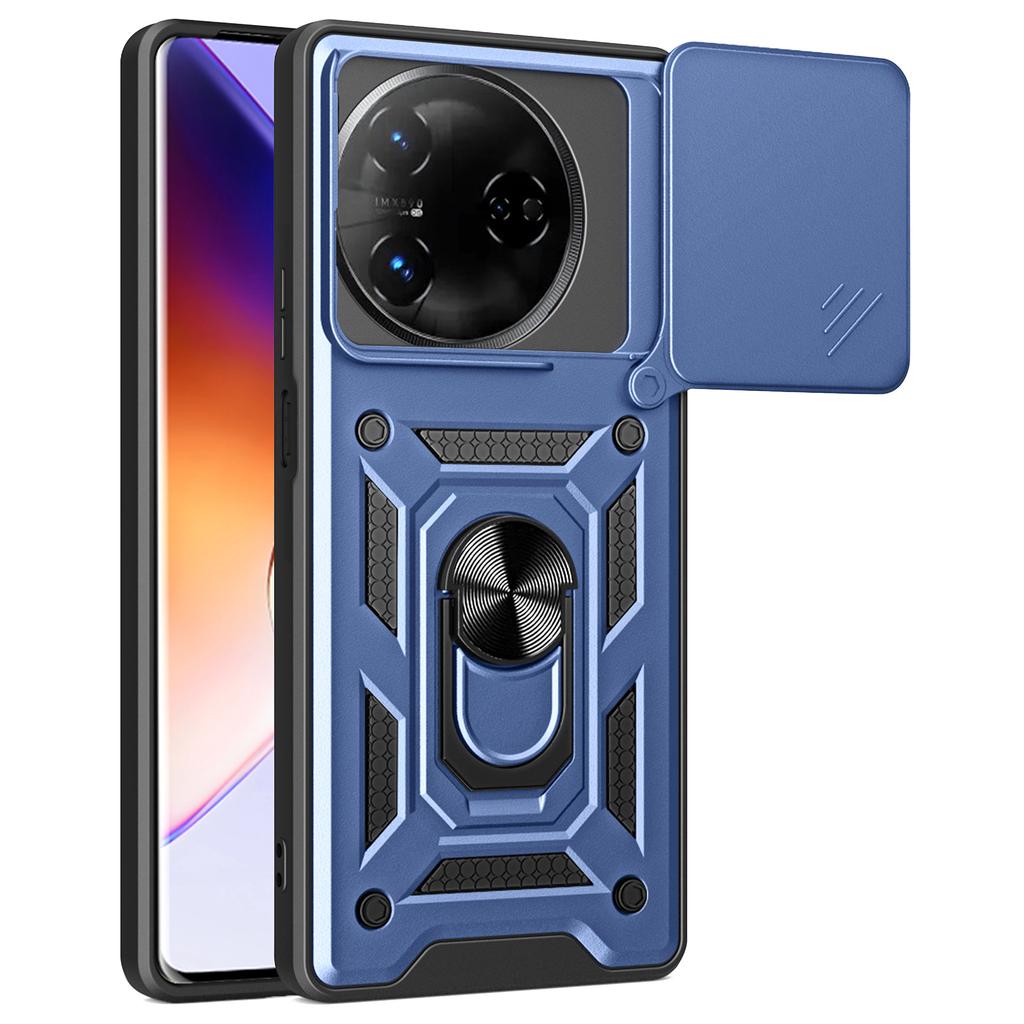 For itel S24 Case with Slide Camera Lid PC+TPU Kickstand Phone Cover