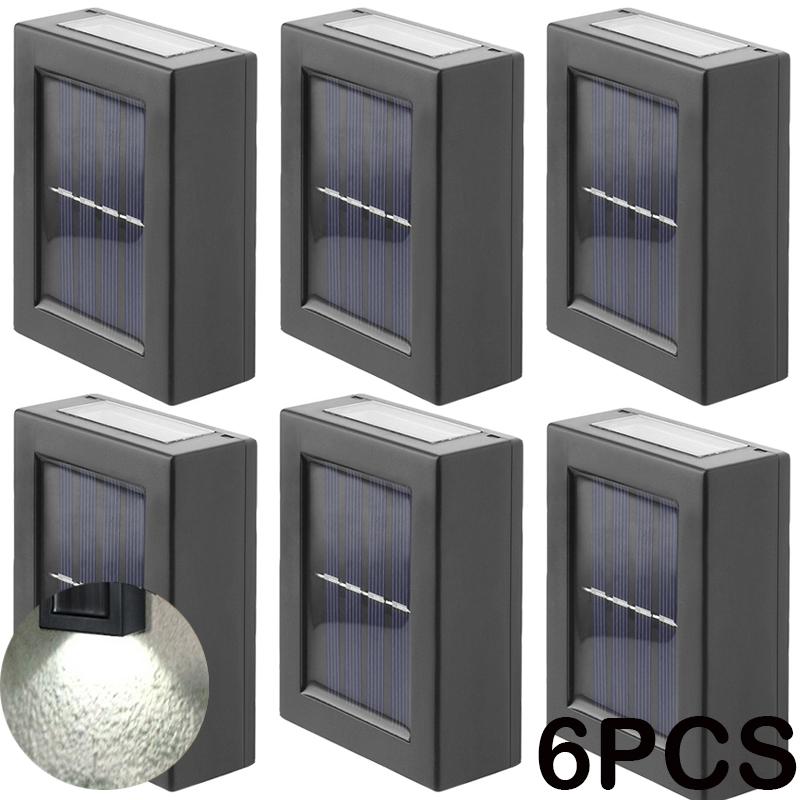 8PCS LED Solar Wall Lamp Outdoor Waterproof Up and Down Lighting Garden Decoration Solar Lights Stairs Fence Sunlight Lamp