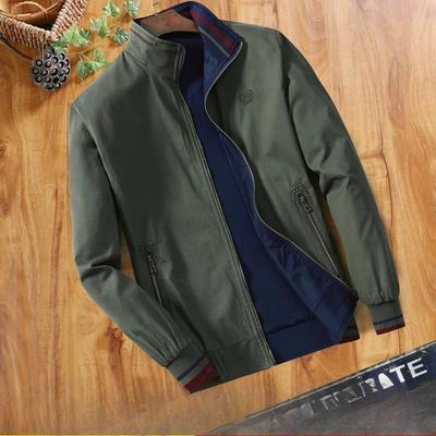 Double Sided Men's and Middle-aged Men's Standing Collar Casual Jacket In Spring and Autumn, Pure Cotton Top Jacket