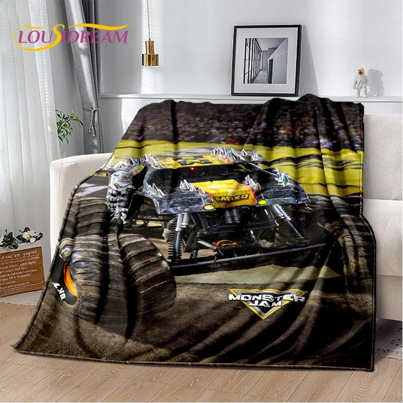 Monster Truck 3D Monster Jam Cartoon Soft Blankets,Keep Warm Throw Blanket Comfortable Blanket for Picnic Beds Sofa Home Bedroom