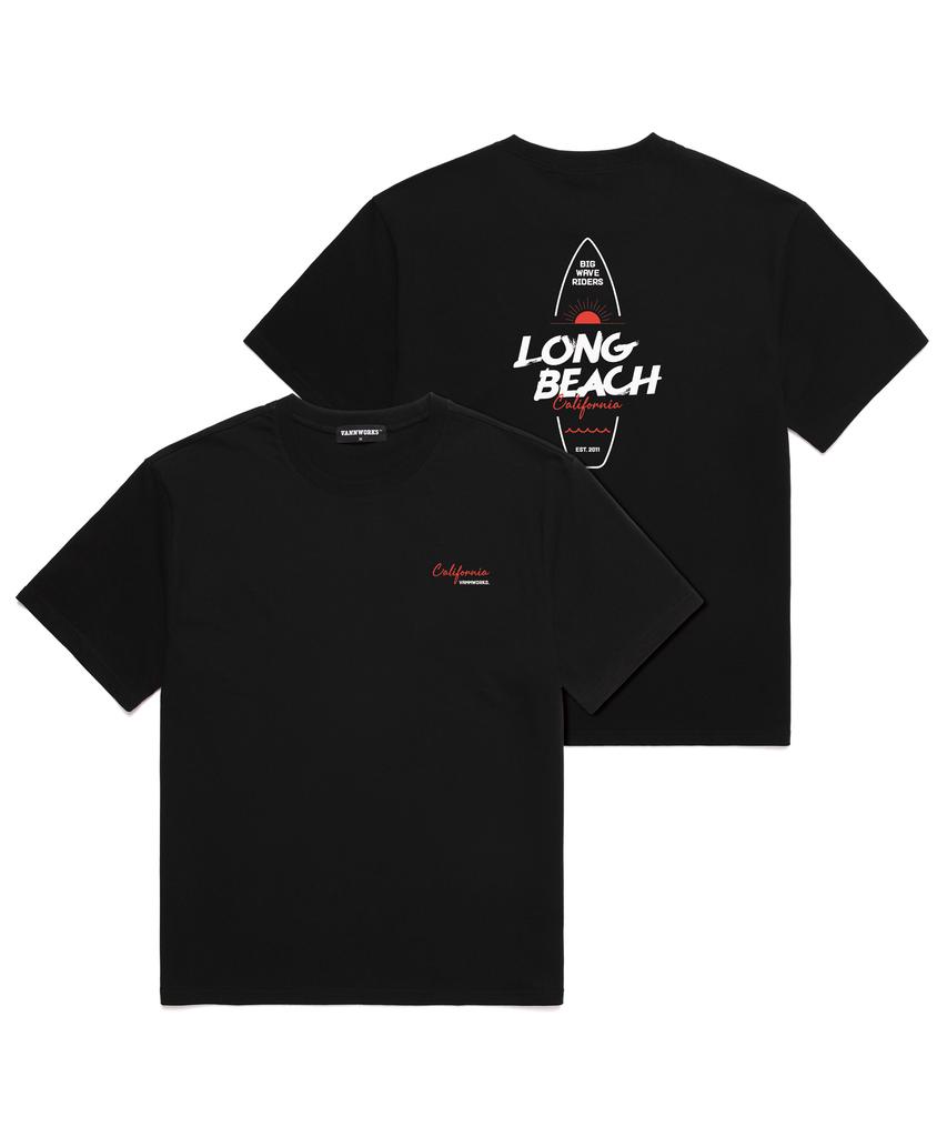 VANNWORKS Long Beach California Oversized Short Sleeve T-Shirt (Vncts231) Black