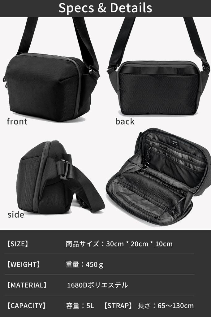 Shoulder Bag Pockets for Easy iPad Compatible Zipper Urban Sling [zepirion] Men's [10 Storage] 11-inch Water-Repellent Water-Resistant