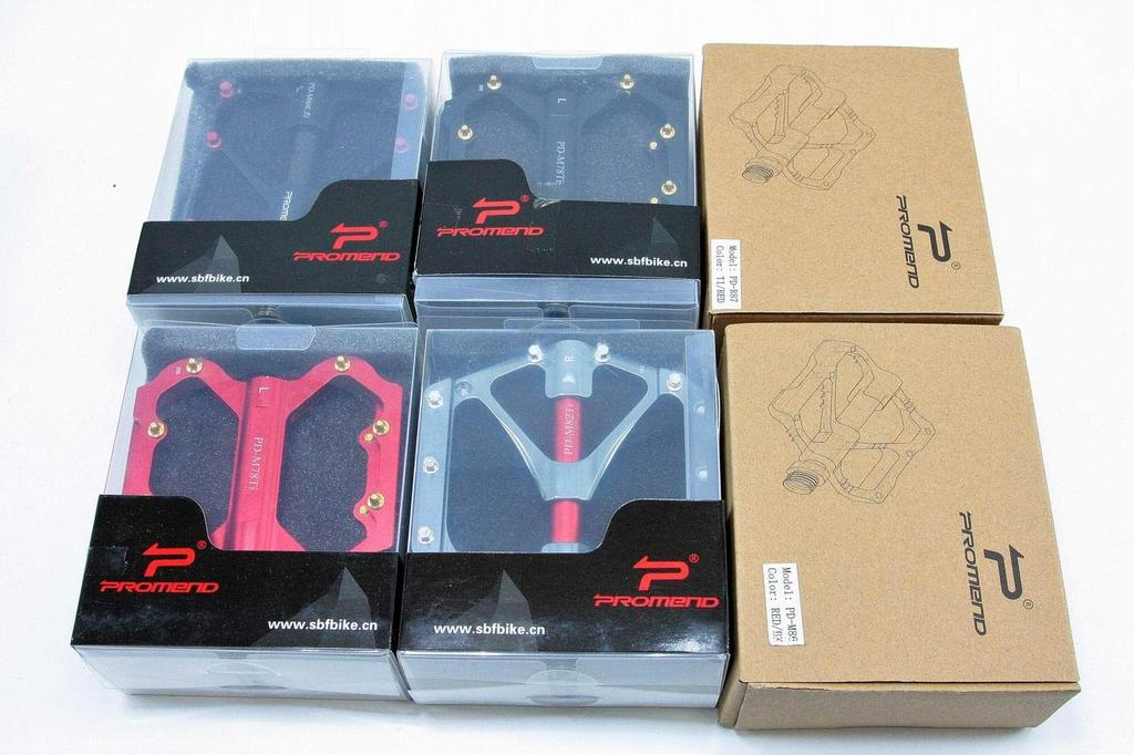 MicrOHERO Ultra Light Titanium Alloy Shaft 3 Sealed Bearing Compact Pedals Carbon Road Bike Flat Pedals Bike/Mountain Black/Red (PD-M86CTi 220g)