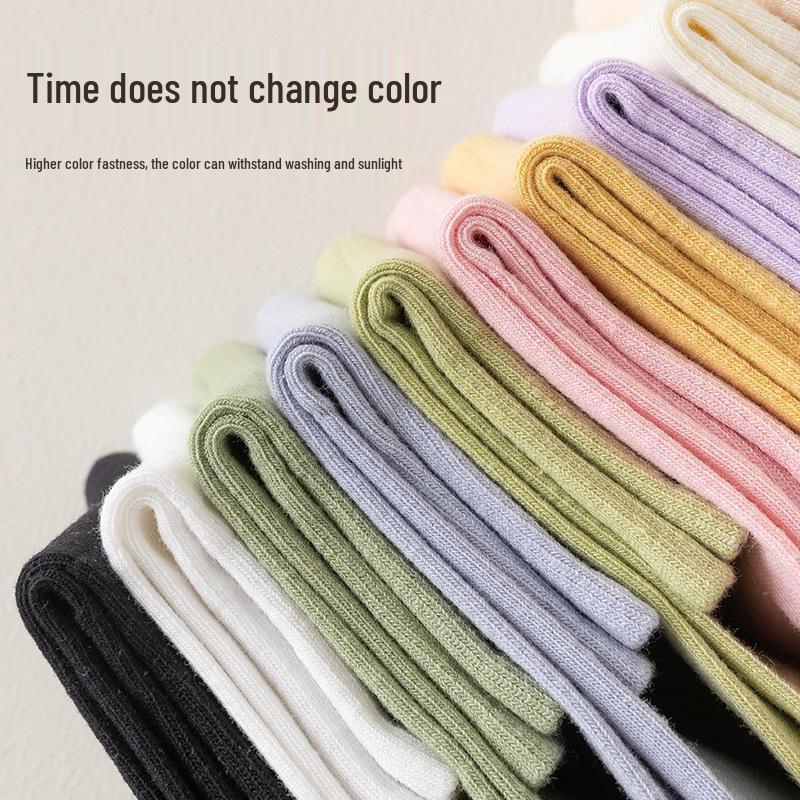 Women's Pure Cotton Mid-Calf Socks - Solid Color, Sweat-Absorbent, Odor-Resistant, Anti-Pilling Sports Socks for Spring and Summer