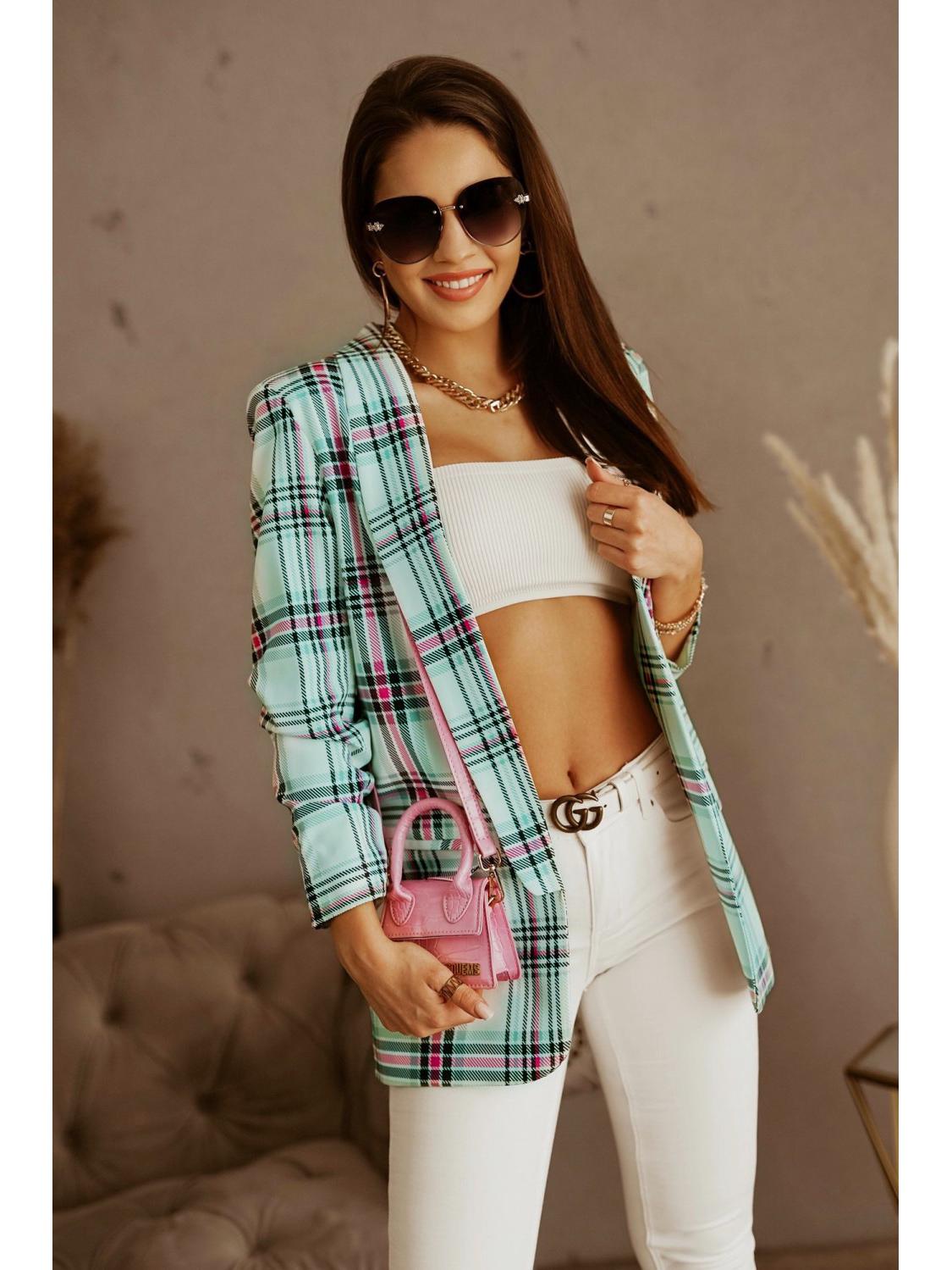 

Блейзер цвета розовой розы в клетку с отложным воротником - Коллекция Осень/Зима 2022 X-Large светло-зеленый