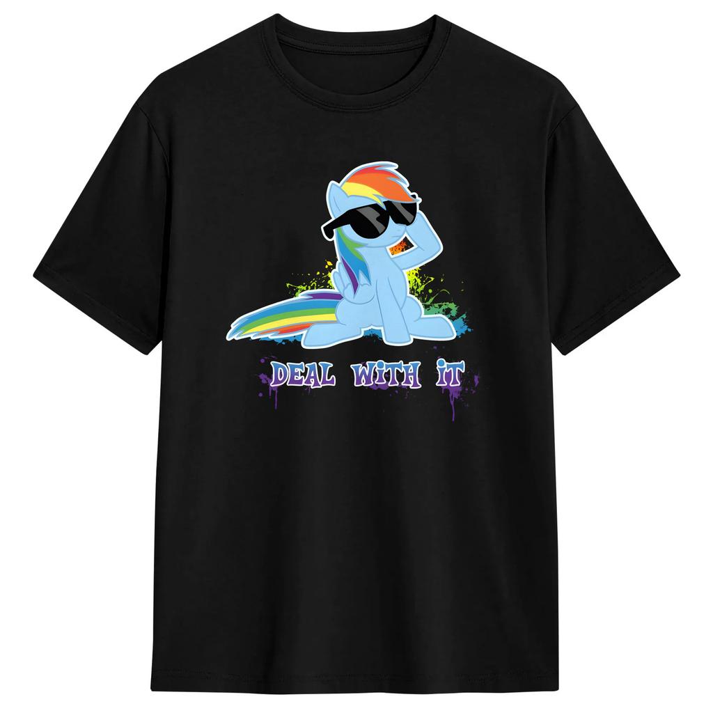 Rainbow Dash And Friends T Shirts Unisex Pure Cotton Funny TShirts Round Neck Free Hugs Tee Shirt Short Sleeve Clothes