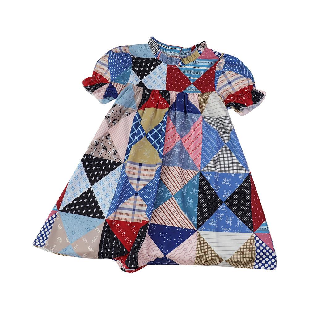 Girls Summer Ethnic Short Sleeve Dress Stylish Childrens Princess Skirt Casual Party Wear