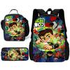 Child School Cute Cartoon Ben Tennyson 10 Backpack with Lunch Bags ,Pencil Bags ,School Bags for Boys Girls Best Gift
