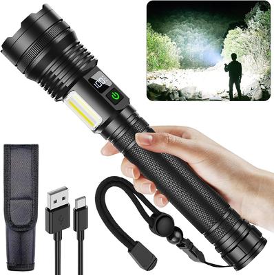 Lanterna LED Militar Memória COB Trabalho IPX67 10 Brilhos Nível de Bateria para Potência Noite Desastre Presente de Natal, Potente, Ultra-Brilhante, 10000mAh,