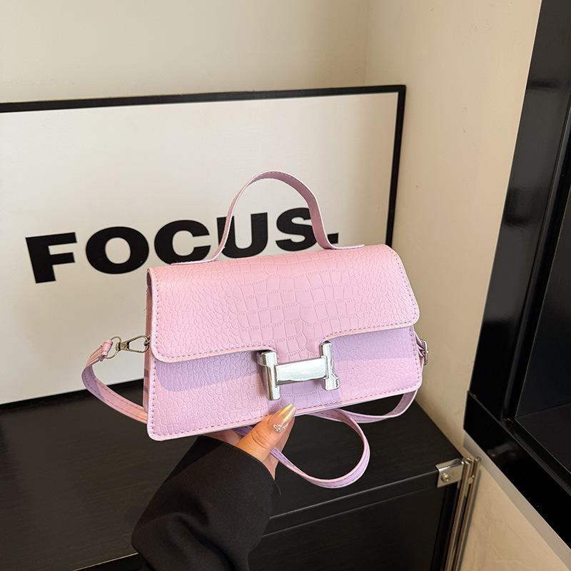 2025 New Crocodile Print Handbag Simple and Fashionable Small Square Bag French Stone Pattern Crossbody Bag Trendy Women's Bag