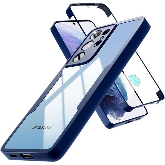 Coque - BOOLING - pour Samsung S21 - Bleu Marine - Protection 360° - Bordure renforcée