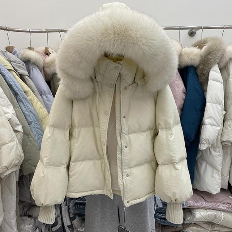 Winter Women Oversize Down Jacket Faux Fur Hooded Parka Thick Padded Coat Korean Old Money Style Warm Outwear Overcoat
