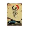 Auto Giapponesi d'Epoca Samurai Poster Latta Metallo Cartello Targhetta Giappone Corse Casa Club Jdm Auto Gtr Anime Luna Decorazione Murale Estetica