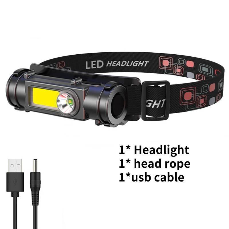 Headlight Strong Dual Light Source Flashlight Cob Outdoor Fishing Hiking Camping