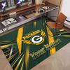 Custom Rug Green Bay Packers Pattern Print Name Text Soft Non‑Slip Floor Carpet for Home Indoor Decoration