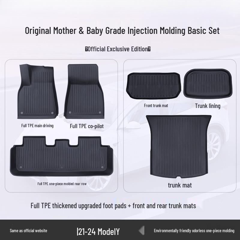 Tesla Model Y & 3 Custom TPE Floor Mats - Full Surround Car Carpets