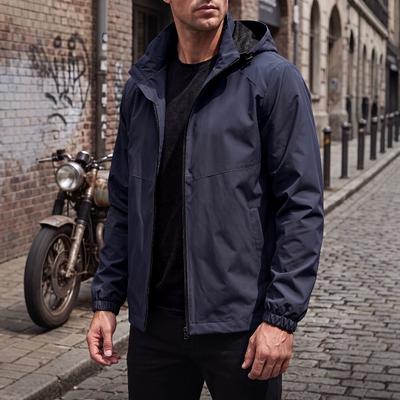 E-Commerce Herren Kapuzenjacke, Sport- und Freizeitjacke, wasserdichtes Gewebe, englisches Pflegeetikett