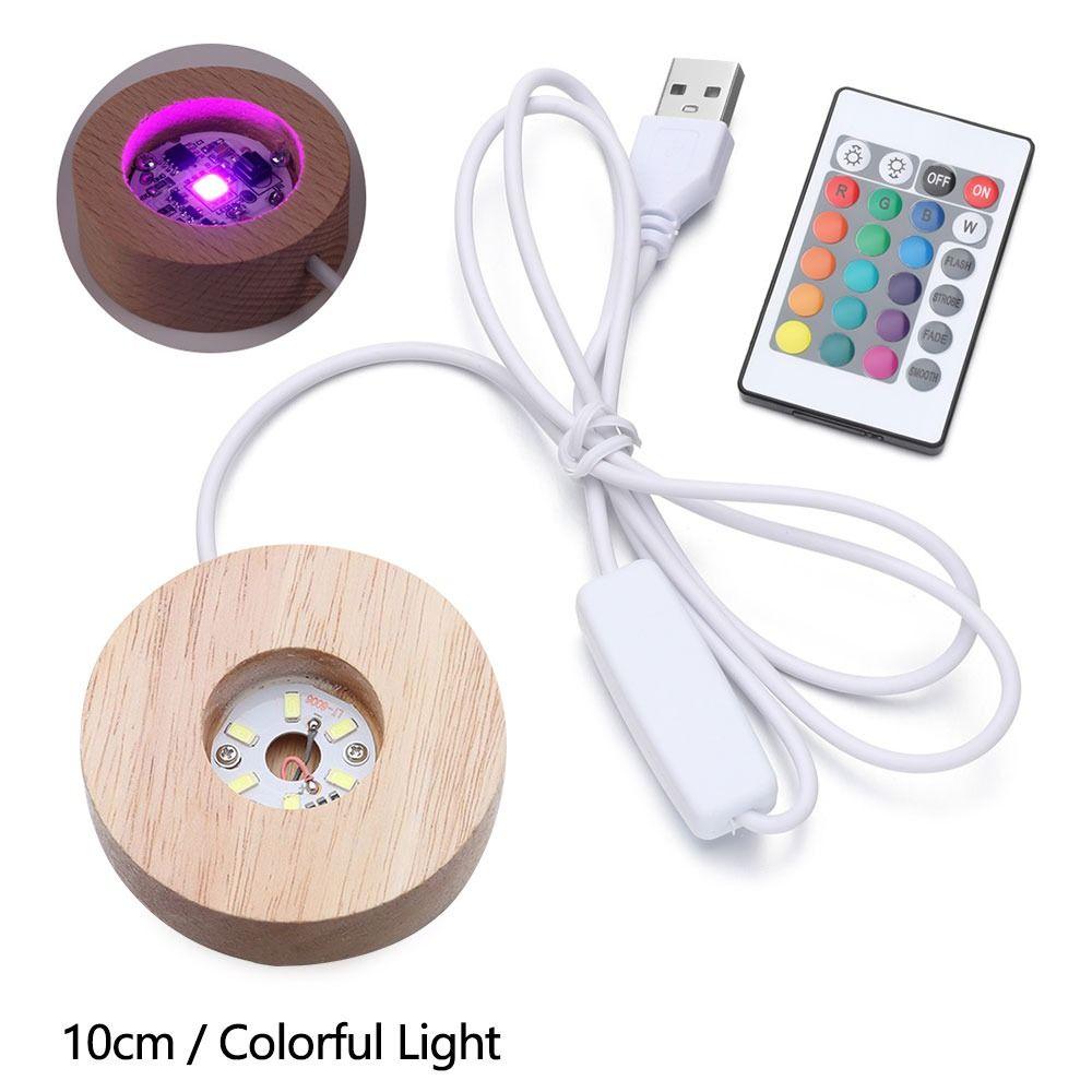 Round with Remote Control Resin Art Home Decoration LED Light Dispaly Base Night Lamp Base Crystal Ball Holder