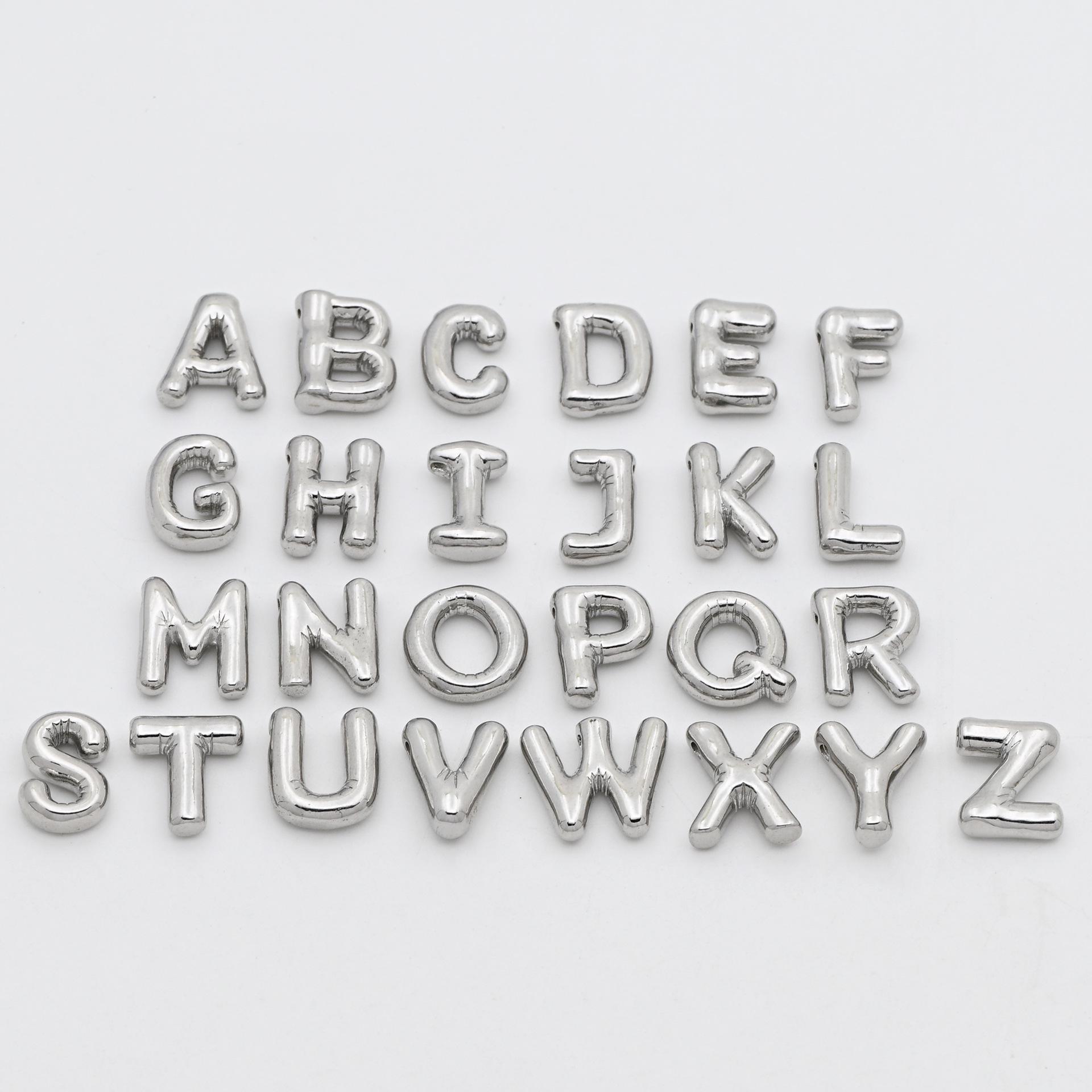 Glossy 26-Letter Pendant Necklace – Personalized Bubble Letter Clavicle Chain T