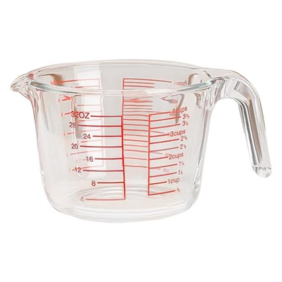 

1L Glass Measuring Cup with Handle Spout Precise Scale Heat Resistant Cooking Baking Liquid Flour Powder Measurement Cup Kitchen Gadgets 1L