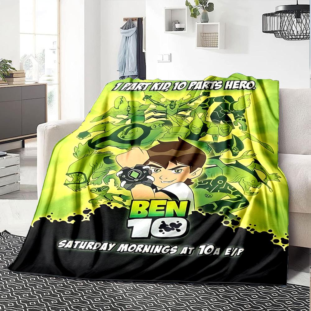 1pc Ben Alien Force Flannel Blanket for Super Soft Cute Comfort Blanket for Travel Bedding Couch Sofa Blanket Y73062