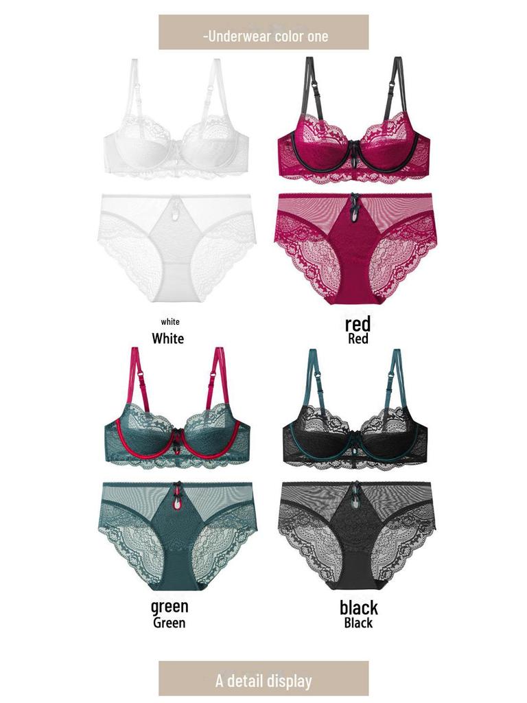 European & American Sexy Zodiac Lace Bra - Ultra-Thin, Red, for Big Busts & Petite Sizes