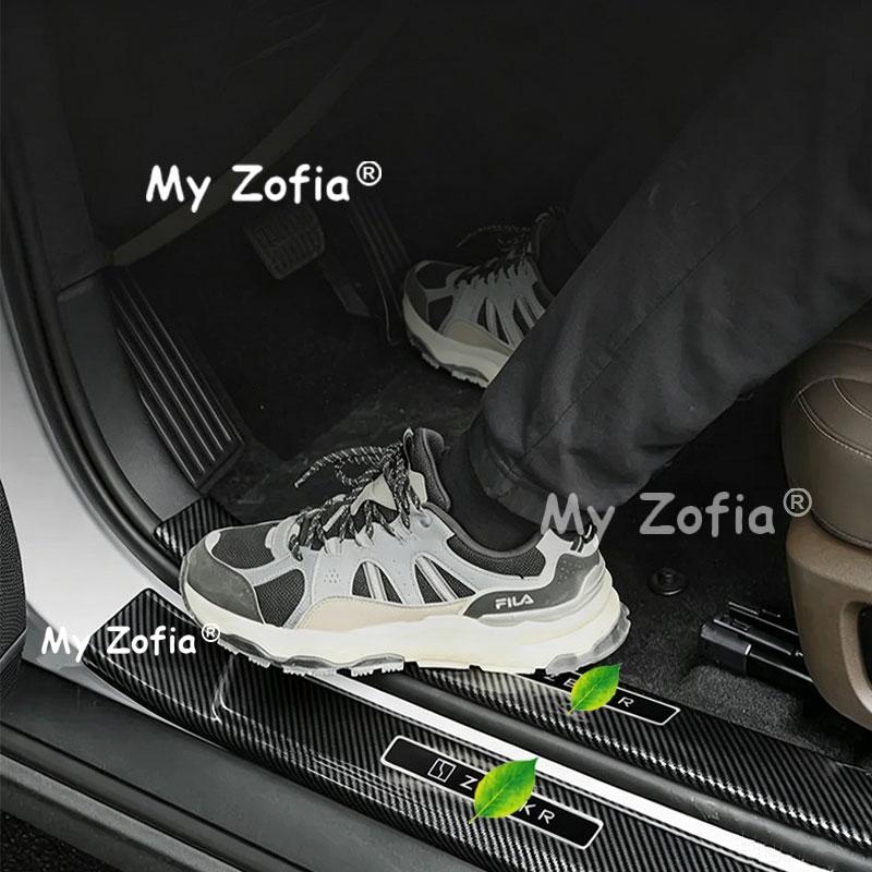 For Zeekr X 2026 2027 Carbon Fiber Door Sill Protector Plate Auto Door Step Scuff Cover Anti-Dirty Interior Trim Accessories