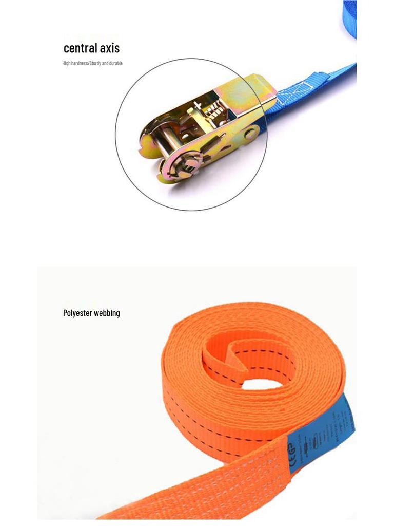 Universal Cargo Truck Tie-Down Straps with Ratchet Tensioner and Self-Locking Mechanism
