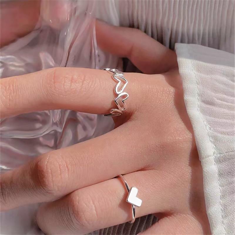 Minimalist Adjustable Three-Piece Ring Set - Trendy Influencer Hand Jewelry.