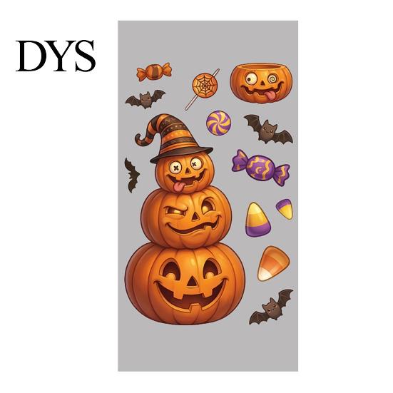 Cartoon Ghost Pumpkin Decals Halloween Window Cling Stickers, Candy Glass Decals, Self-Adhesive Removable Party Supplies for Art Home Doors