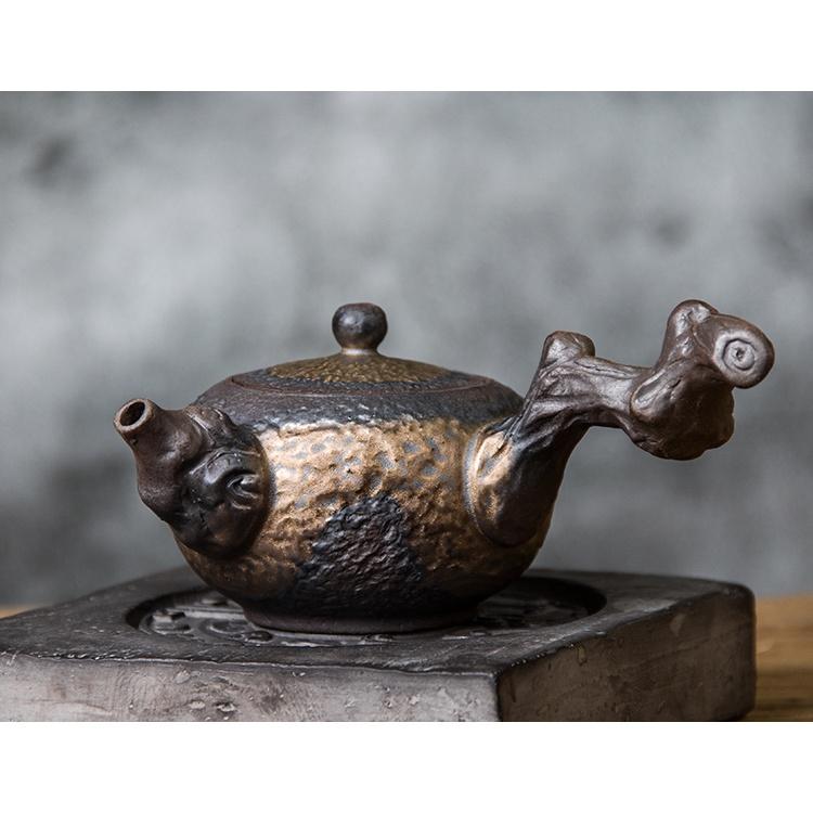 220ml Ceramic Tea Pot with Side Handle Japanese Style Coarse Pottery Kung Fu Tea Set