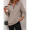 Felpa da donna con mezza zip e maniche lunghe, vestibilità ampia, casual, tinta unita, top pullover