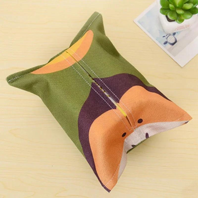 Random Color Style Cartoon Animals Cotton Linen Tissue Box Towel Napkin Dispenser Storage Bag Paper Holder Cover Tissue Case
