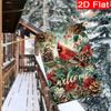 2D Flat - 2D Printing, Gd-Dq09050079-1pc Welcome Winter Pinecone Pine Needle Branch Cardinals Welcome Christmas Garden Flag_3 (1)- Outdoor Garden Flag