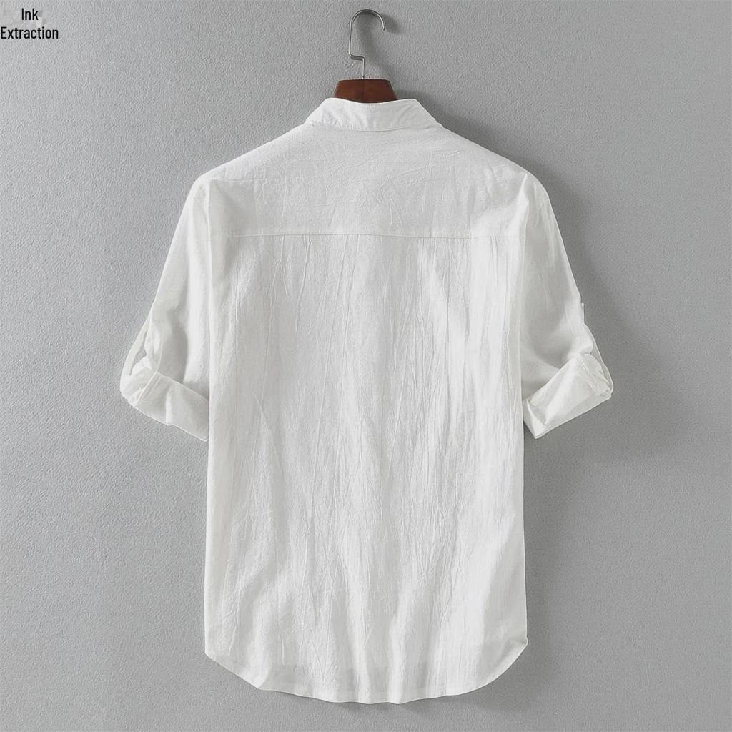 Men's Casual Cotton Linen Short-Sleeve Shirt - Summer Loose Fit Top