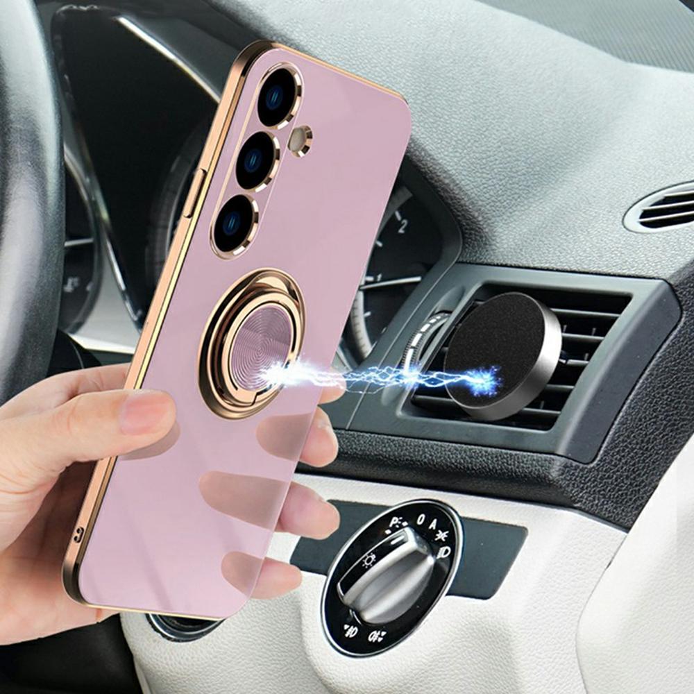 For Samsung Galaxy S24 FE Case Precise Cutouts 6D Electroplating TPU Phone Cover with Ring Holder