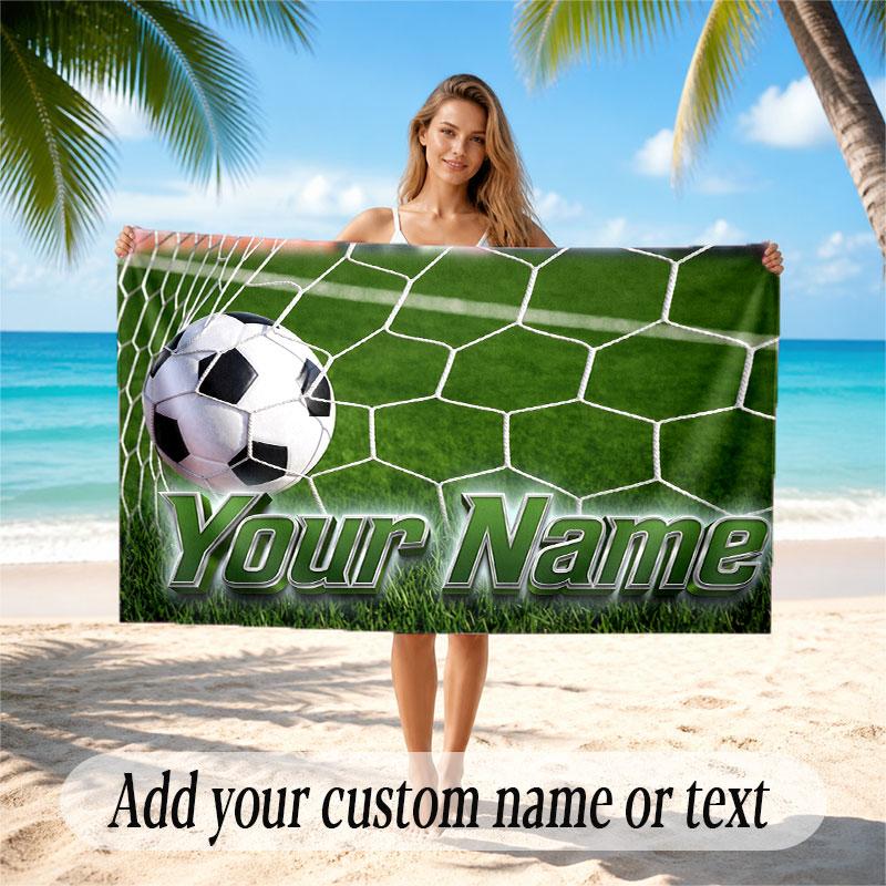 Sports Theme Soft Beach Towel Personalized Custom Name Text Towel Portable for Beach Pool Travel