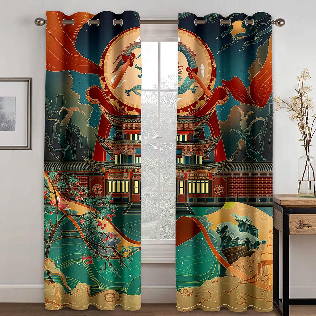 Chinese Shanghai City Girl Cheongsam Opera Window Curtains Kids Bedroom Living Room Hall Treatments Kitchen Decor Drape Blinds