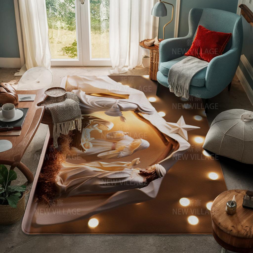 House Entrance Carpet Home Door Mat Living Room Bath Foot Bathroom Non-slip Water Absorption Rugs Bath Merry Christmas Winter