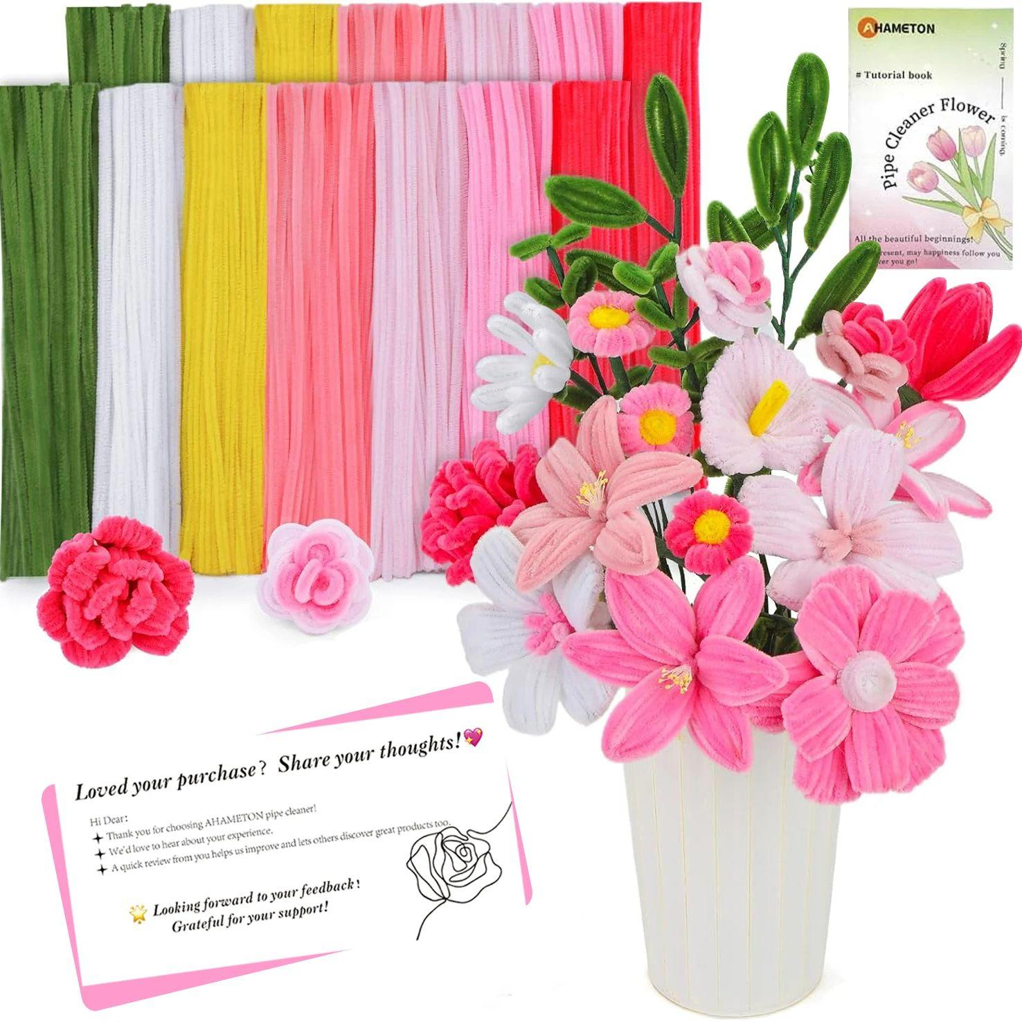 Набор для поделок «Цветы из синельной проволоки», 7 цветов синельной проволоки, набор для изготовления цветов, набор синельной проволоки с инструкцией